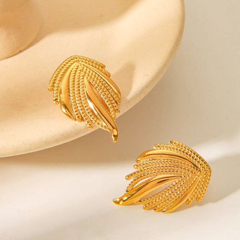 Stainless Steel Earrings Manufacturer - Designer Wings 18K Gold Plated Waterproof Women