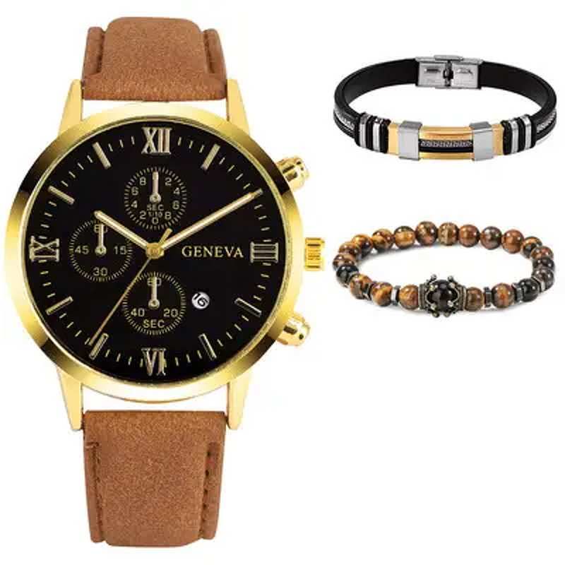 Watch Set Manufacturer - Men's Business 3pcs Bracelet Necklace Watch Gift