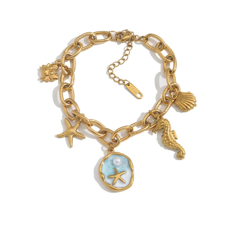 Charm Bracelet Manufacturer - Retro Bohemian Gold Plated Starfish Ocean Unisex