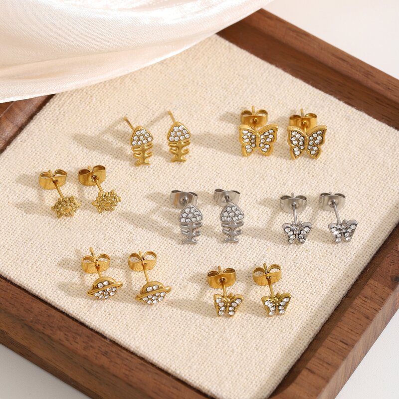 Stud Earrings Manufacturer - Butterfly Titanium Steel Niche Stainless Steel Women