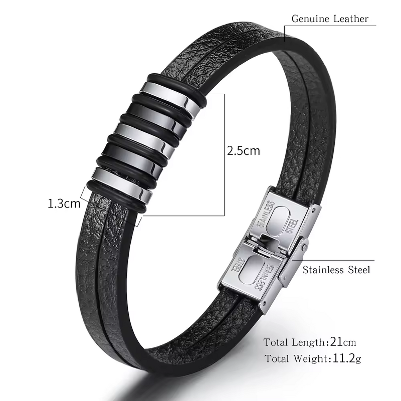 Leather Bracelet Manufacturer - Stainless Steel 925 Silver Bulk Trendy Mens