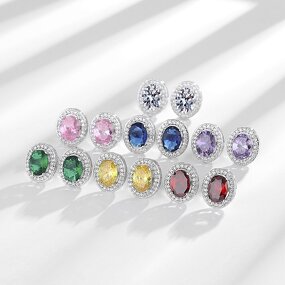 Stud Earrings Manufacturer - Silver-plated Colored Zircon Light Luxury Women