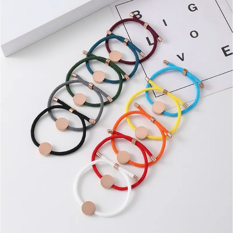 Woven Bracelets Manufacturer - Stainless Steel Blank Round Adjustable Rope Mens