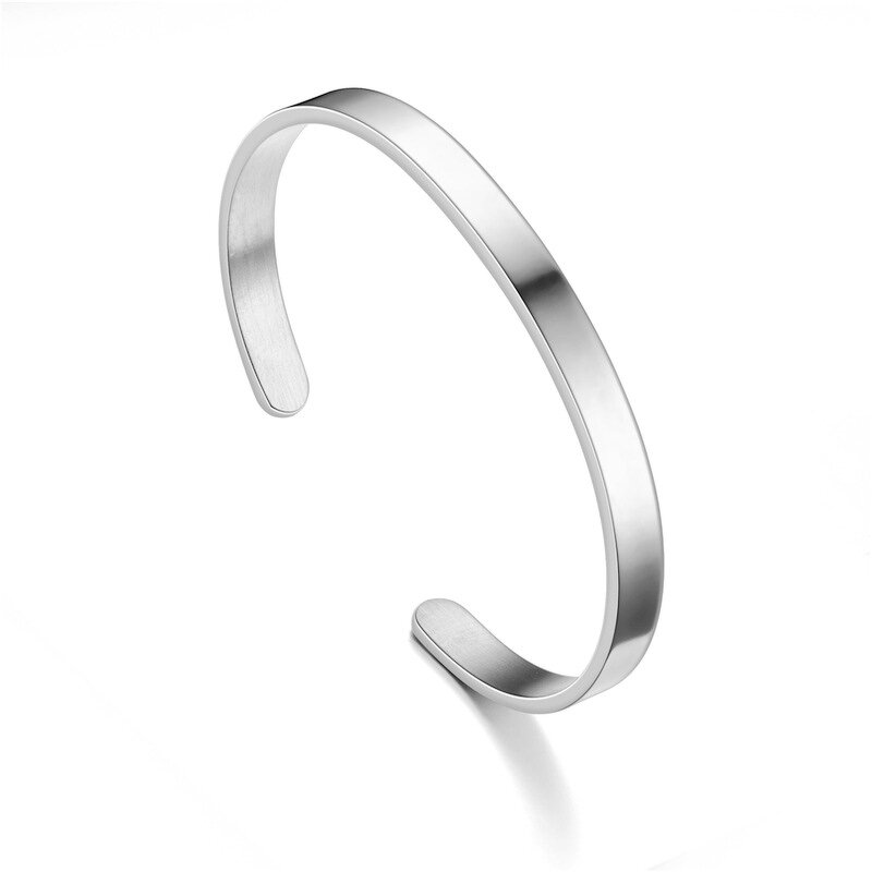 Titanium Steel Bracelet Manufacturer - Open Adjustable Plain Engravable LOGO