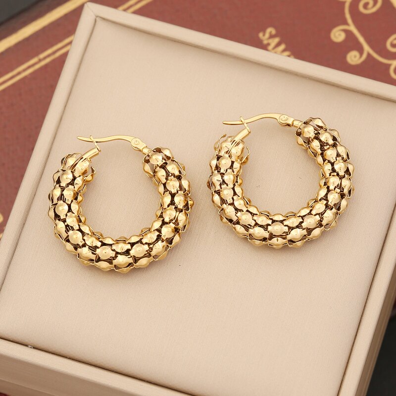 Hoop Earrings Manufacturer - Gold Plated Hollow Out Big Large Thick Women