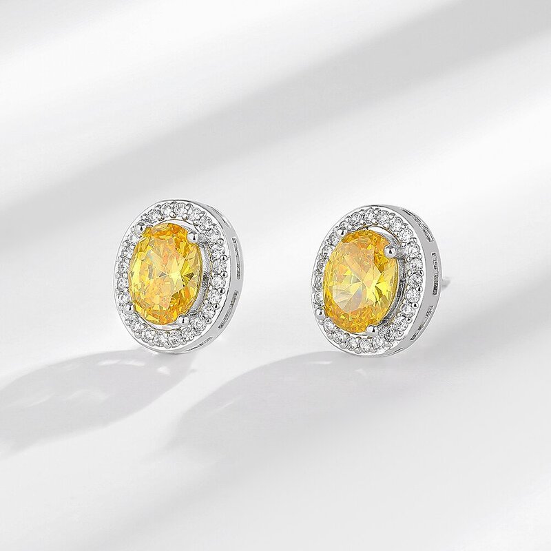 Stud Earrings Manufacturer - Silver-plated Colored Zircon Light Luxury Women