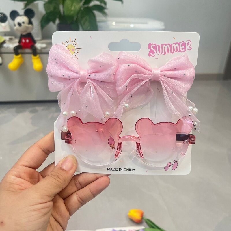 Kids Sunglasses Set Manufacturer - Cute Cartoon Flower 2pcs Bow Knot Hairband