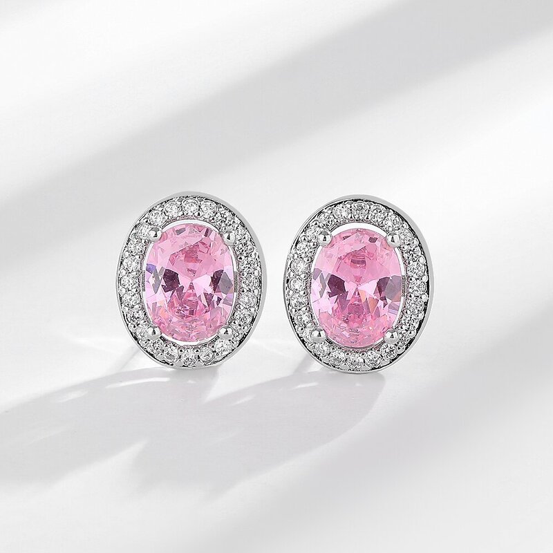 Stud Earrings Manufacturer - Silver-plated Colored Zircon Light Luxury Women