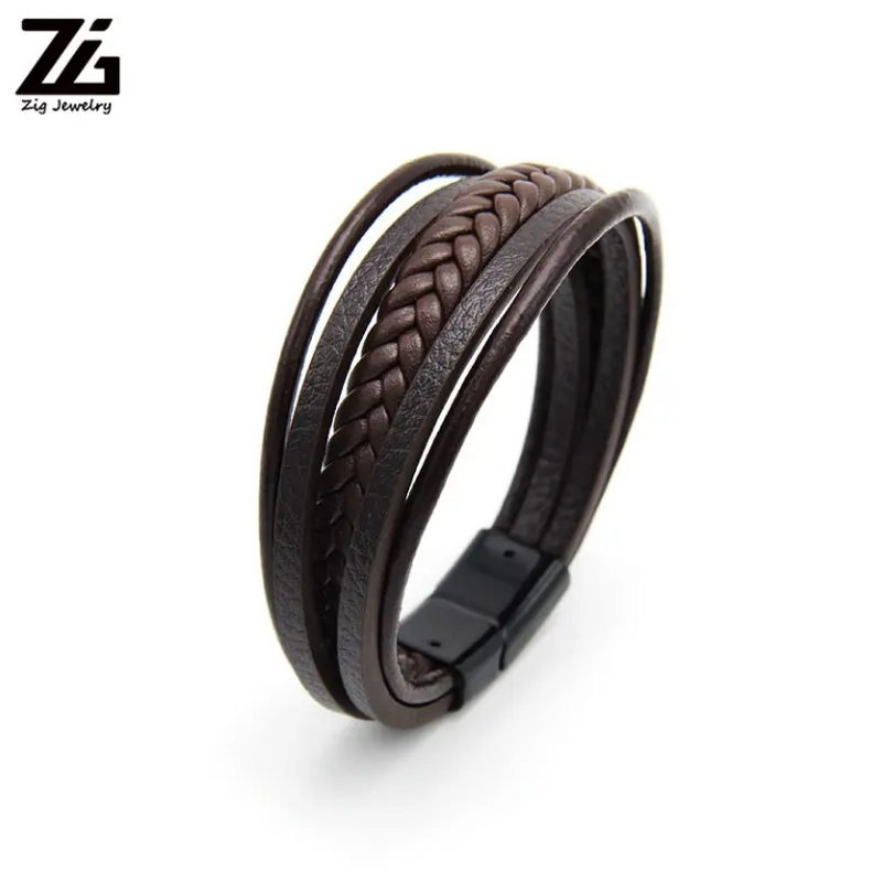 Leather Bracelets Manufacturer - Handmade Black Braided Customize Mens Wholesale