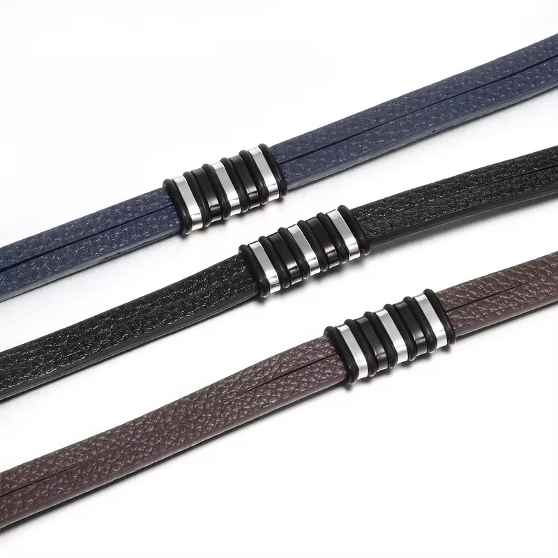 Leather Bracelet Manufacturer - Stainless Steel 925 Silver Bulk Trendy Mens