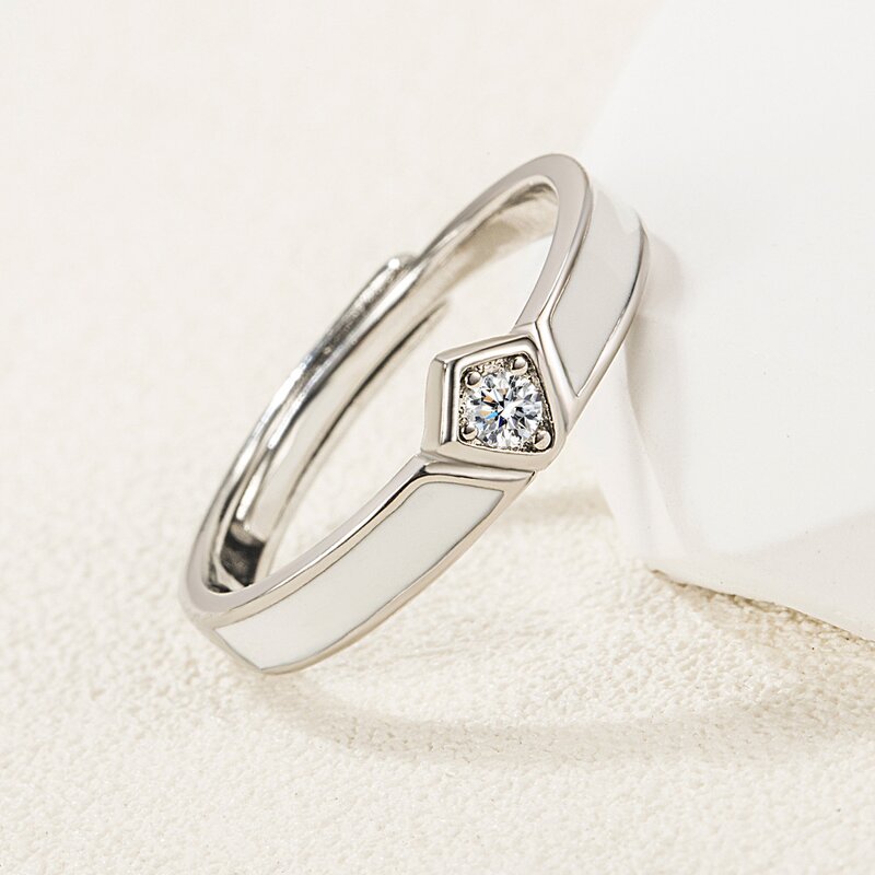 Couple Rings Manufacturer - Princess Knight Silver Plated Zircon Engagement Resizable