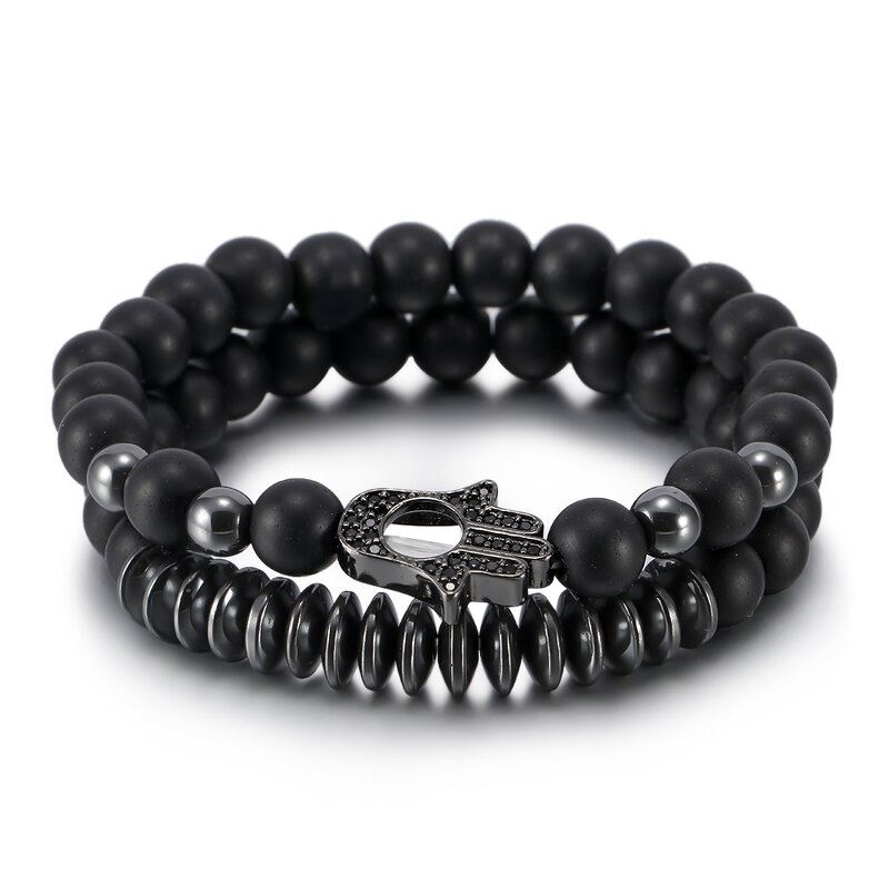 Beaded Bracelet Manufacturer - Natural Stone Cross Palm Copper Micro-Inlaid Zircon