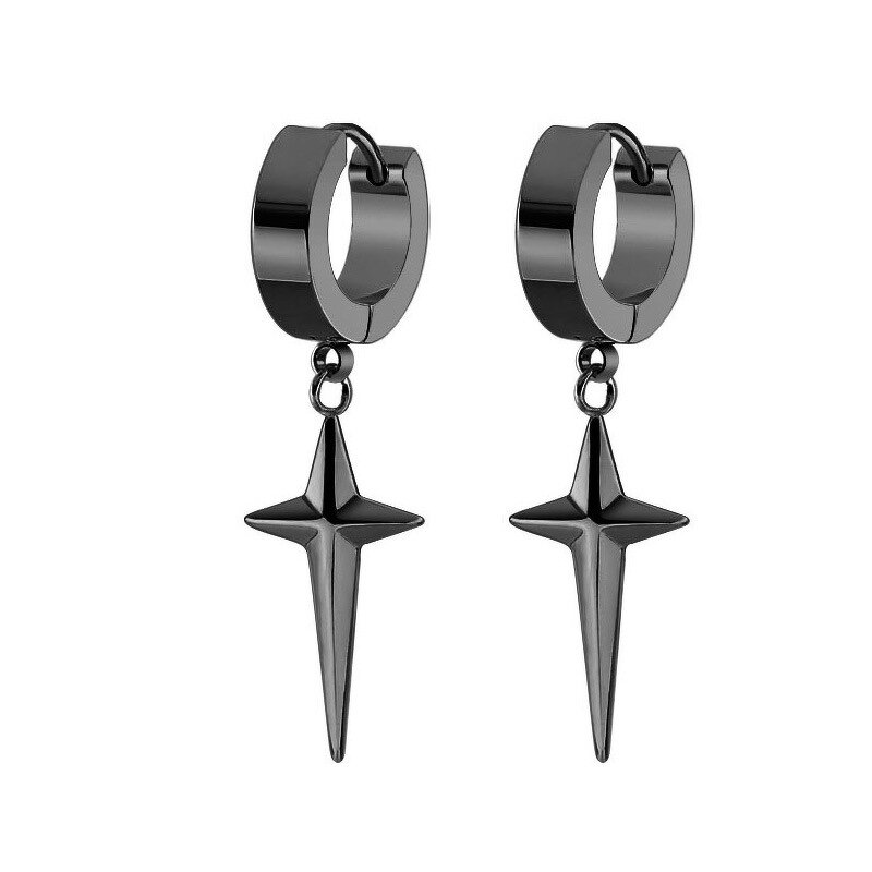 Ear Buckle Earrings Manufacturer - Round Versatile Niche Cross Stainless Steel Mens