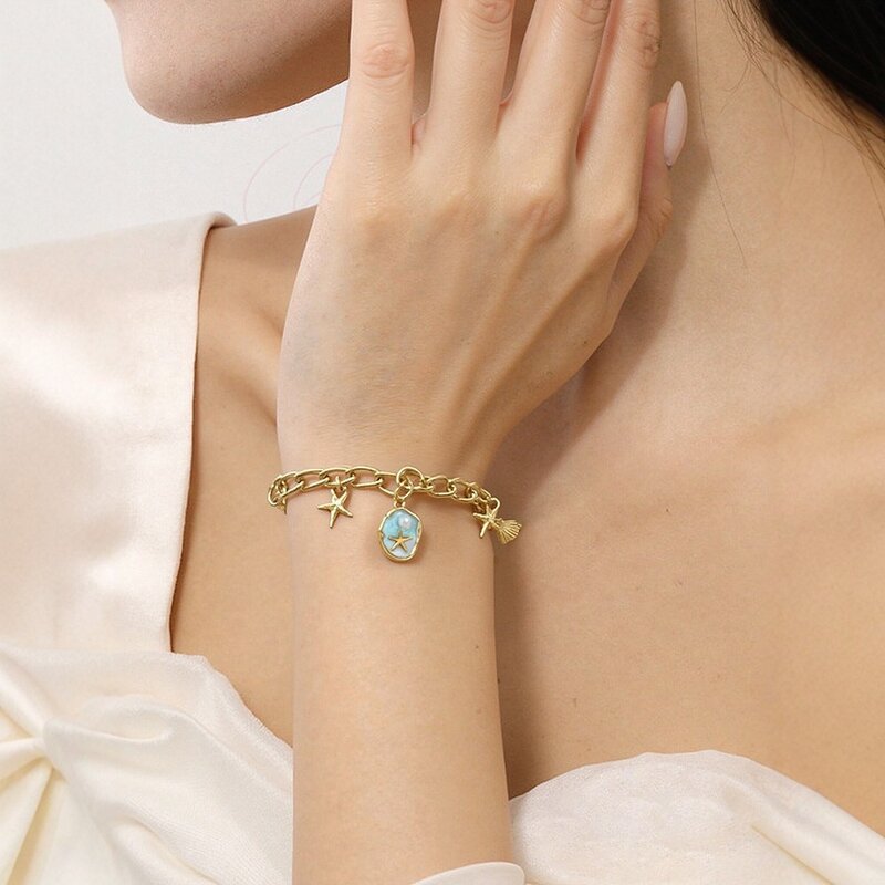 Charm Bracelet Manufacturer - Retro Bohemian Gold Plated Starfish Ocean Unisex
