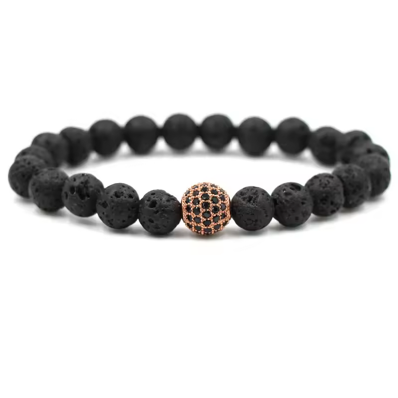 Beaded Bracelet Manufacturer - 8mm Zircon Ball Nature Stone Volcanic Wholesale