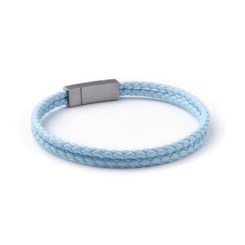 Leather Bracelet Manufacturer - Double Strip Multi-color Braided Unisex Stainless Steel