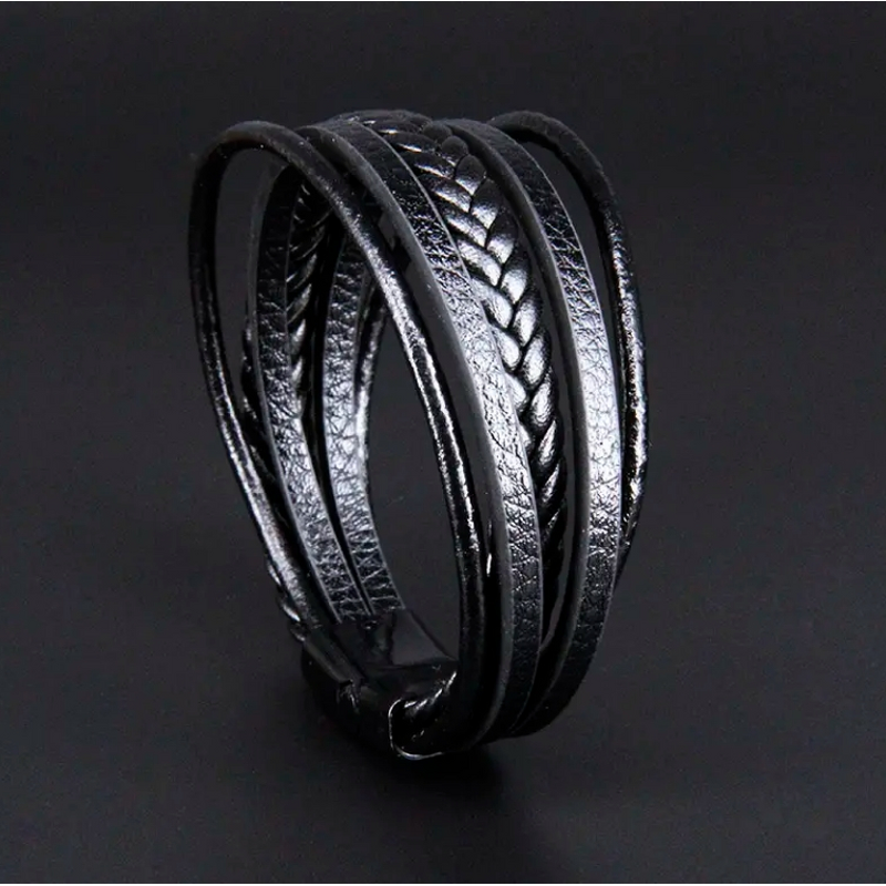 Leather Bracelets Manufacturer - Handmade Black Braided Customize Mens Wholesale
