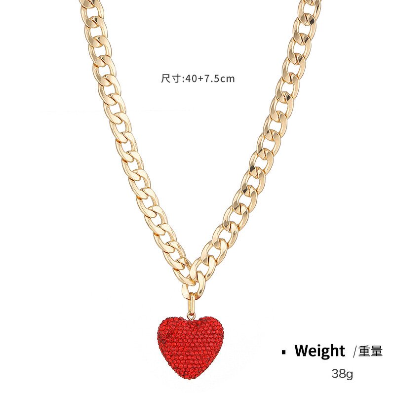 Jewelry Set Manufacturer - 18K Gold Red Heart Zircon Necklace Earrings Ring