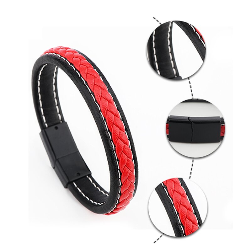 Couple Bracelet Manufacturer - Braided Alloy Leather Magnetic Best Friends Gift