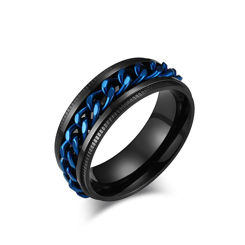 Spinner Ring Manufacturer - Gold Black Embossed Rotating Cool Mens Jewelry