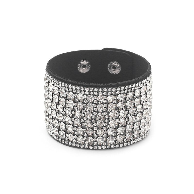 Flannel Bracelet Manufacturer - Diamond Inlaid Snap Button Bohemian Women Wide