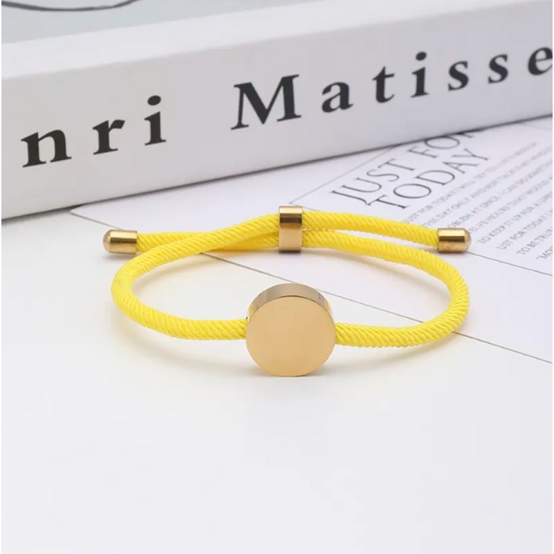 Woven Bracelets Manufacturer - Stainless Steel Blank Round Adjustable Rope Mens