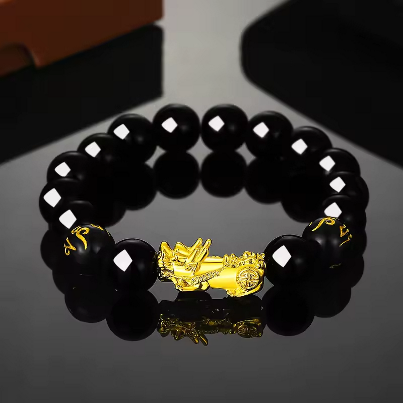 Pixiu Bracelet Manufacturer - Vietnam Sand Gold Obsidian Six Word Fengshui Luck