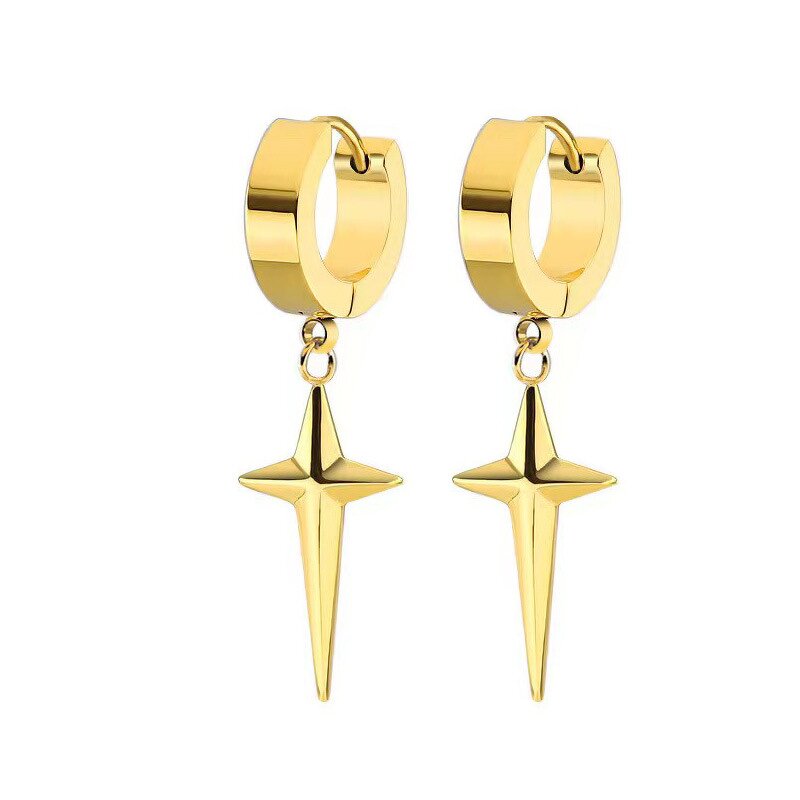 Ear Buckle Earrings Manufacturer - Round Versatile Niche Cross Stainless Steel Mens