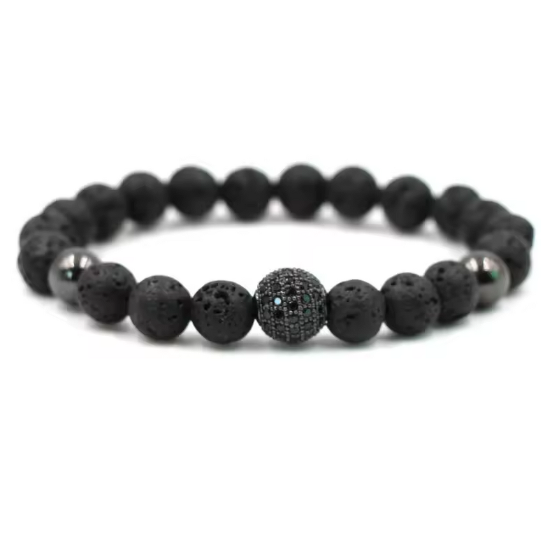 Beaded Bracelet Manufacturer - 8mm Zircon Ball Nature Stone Volcanic Wholesale