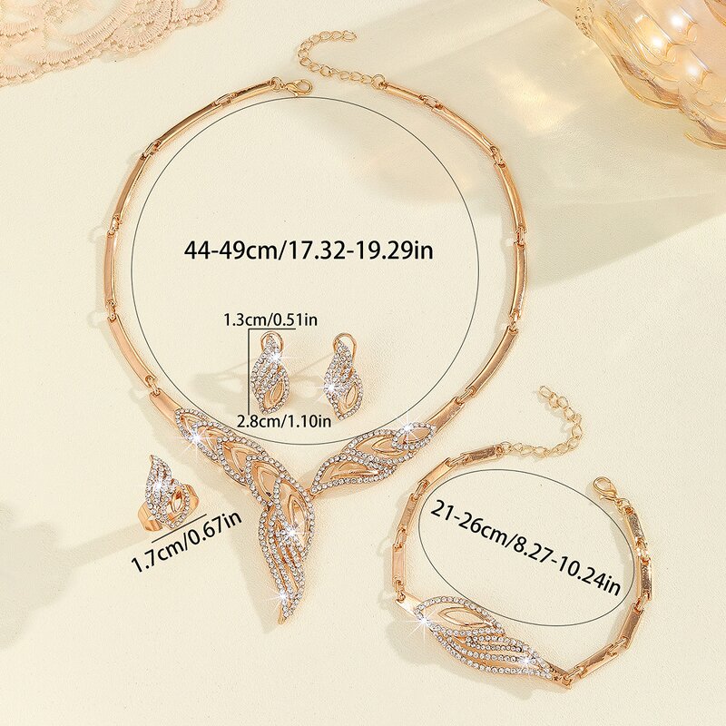 Jewelry Set Manufacturer - 5Pcs Wing Bridal Arab Diamond Earring Necklace Wedding