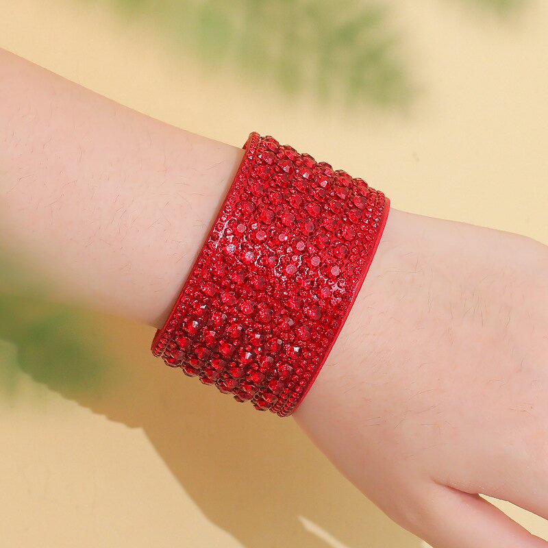 Flannel Bracelet Manufacturer - Diamond Inlaid Snap Button Bohemian Women Wide