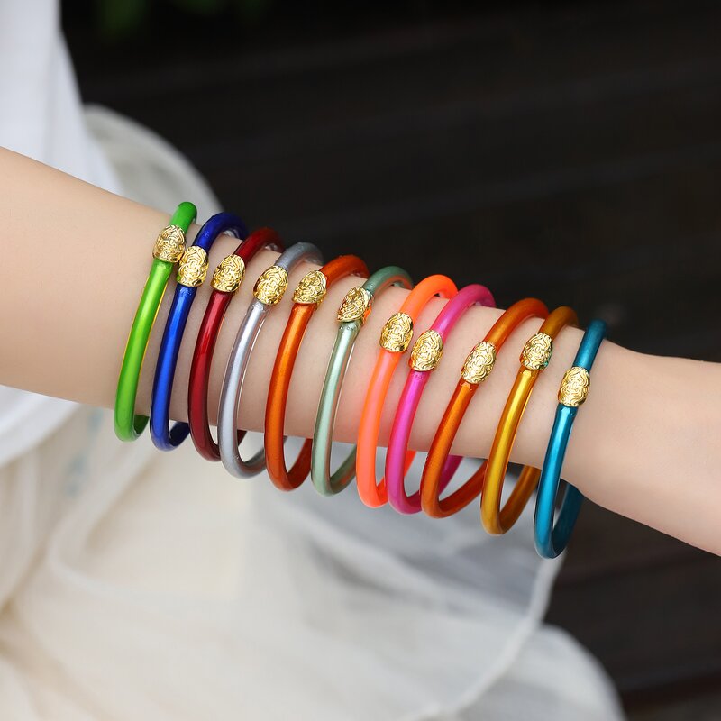 Silicone Bracelet Manufacturer - Fashion Simple Jelly Bangle Paint Gold Powder Alloy
