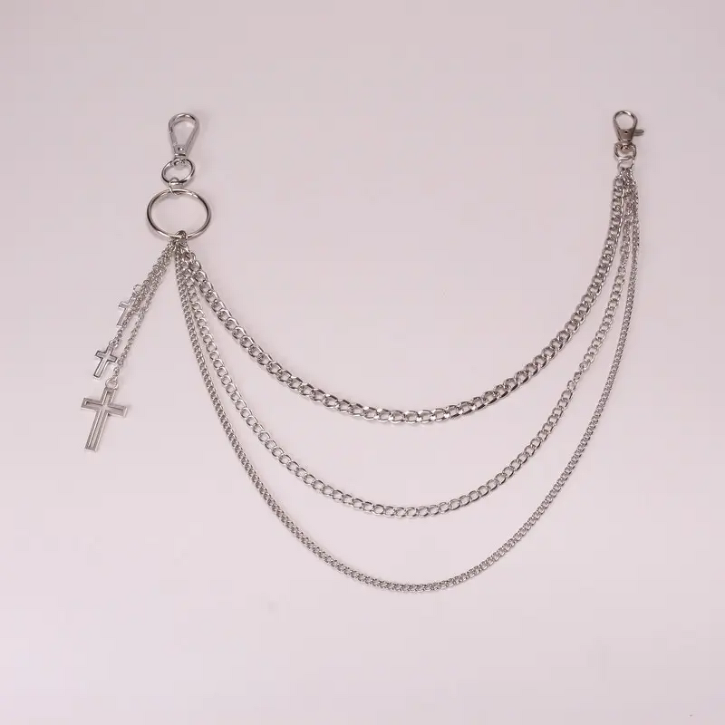 Trousers Chain Manufacturer - Geometry Hollow Cross Pendant Multi-layer Unisex