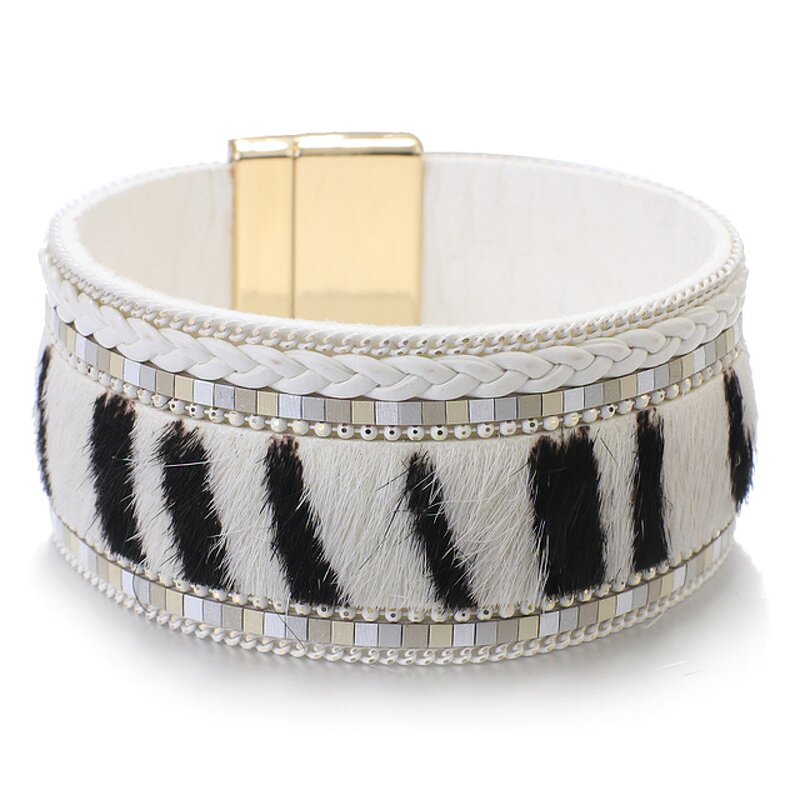 Leather Bracelet Manufacturer - Leopard Zebra Tiger Fur Wide Wrap Women Fashion