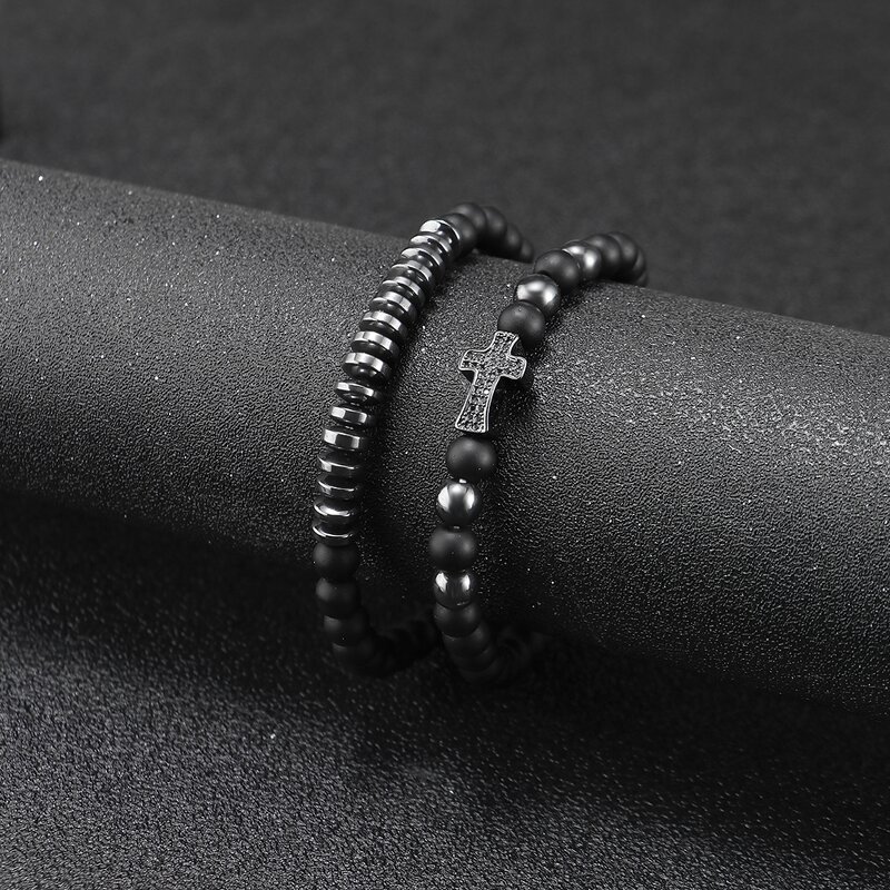 Beaded Bracelet Manufacturer - Natural Stone Cross Palm Copper Micro-Inlaid Zircon