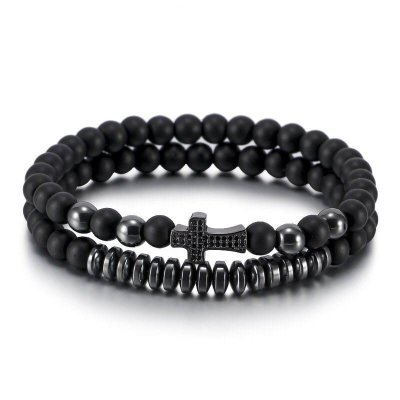 Beaded Bracelet Manufacturer - Natural Stone Cross Palm Copper Micro-Inlaid Zircon