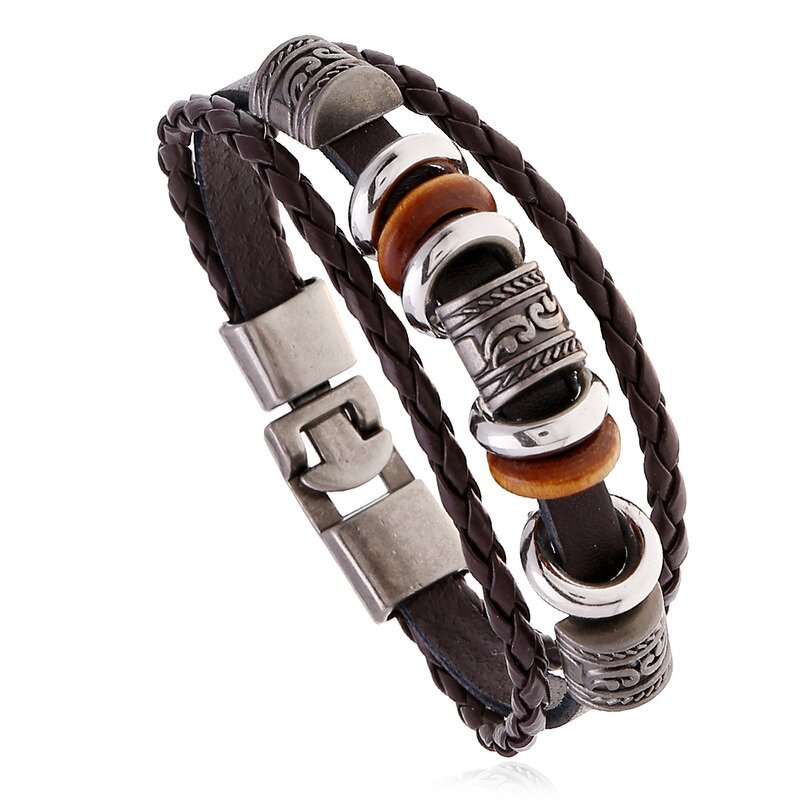 Leather Bracelet Manufacturer - 2026 Retro Multi-layer Bead School Opening Gift