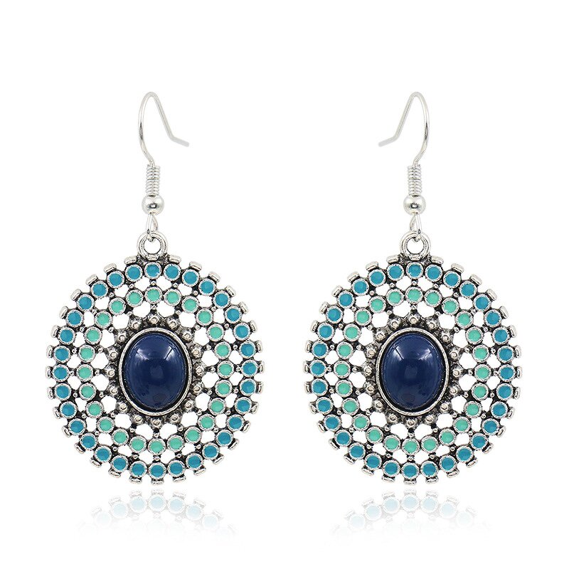 Drop Earrings Manufacturer - Retro Ethnic Sunflower Rhinestone Circular Women