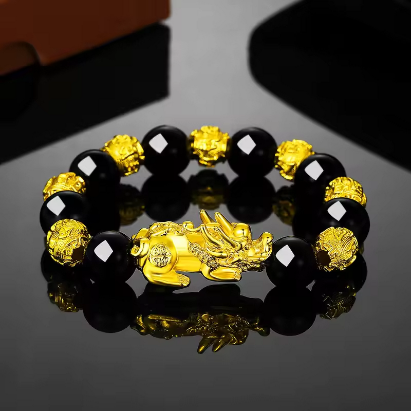 Pixiu Bracelet Manufacturer - Vietnam Sand Gold Obsidian Six Word Fengshui Luck