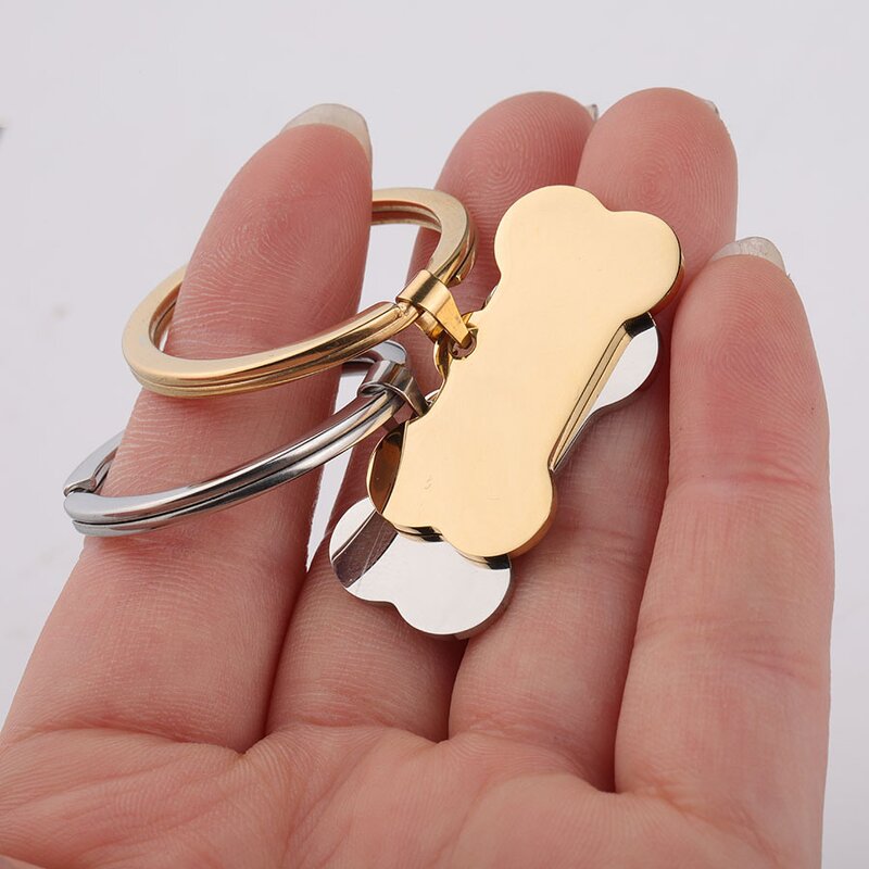 Keychain Manufacturer - Custom Logo Bone Shape Stainless Steel Dog Tags Pendant