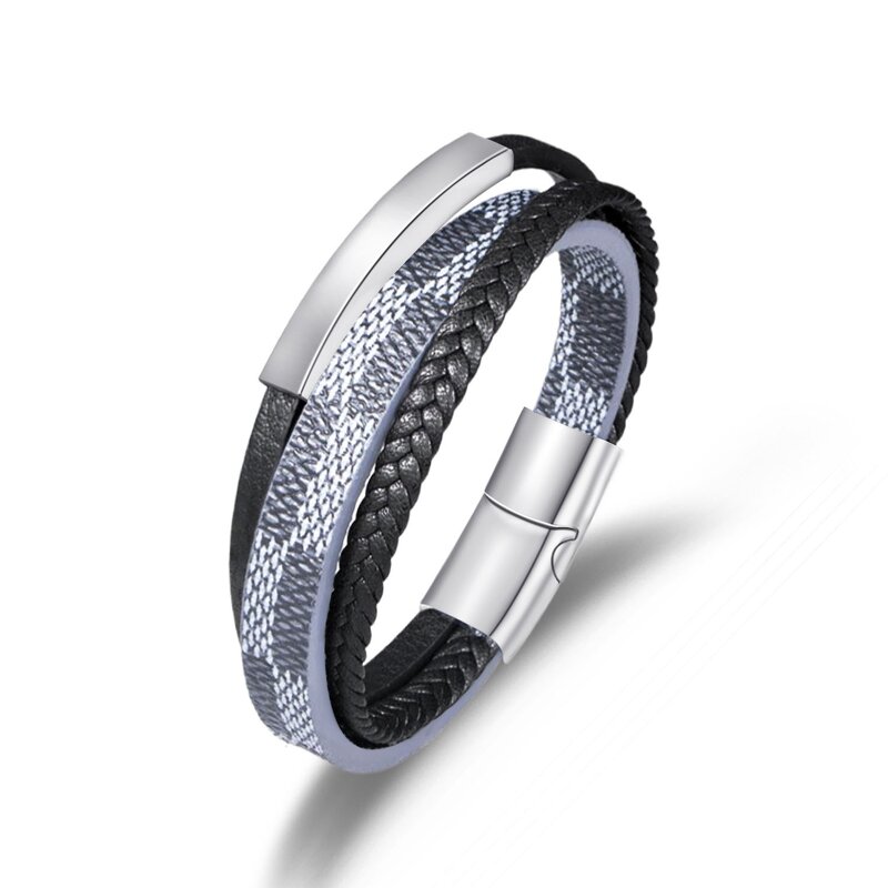 Leather Bracelets Manufacturer - Silver Multi-Strand Stainless Steel Magnetic Clasp