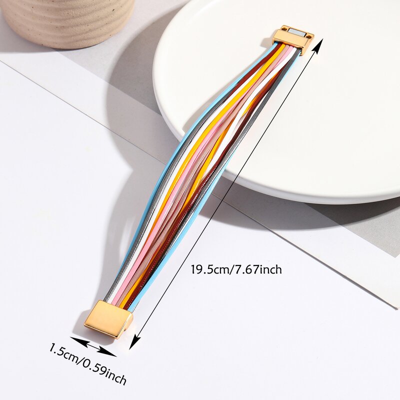 Wrap Bracelets Manufacturer - Bohemian Magnetic Claps Multi Layers Leather Women