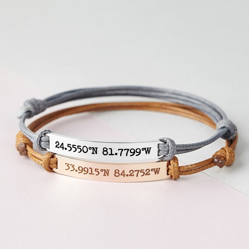 Couple Bracelet Manufacturer - Lettering Titanium Steel Bent Leather Rope Adjustable