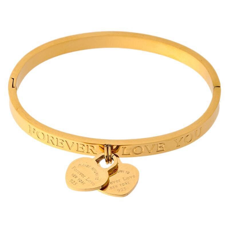 Bangle Bracelet Manufacturer - Stainless Steel Hearts Forever Love You Vintage Silver
