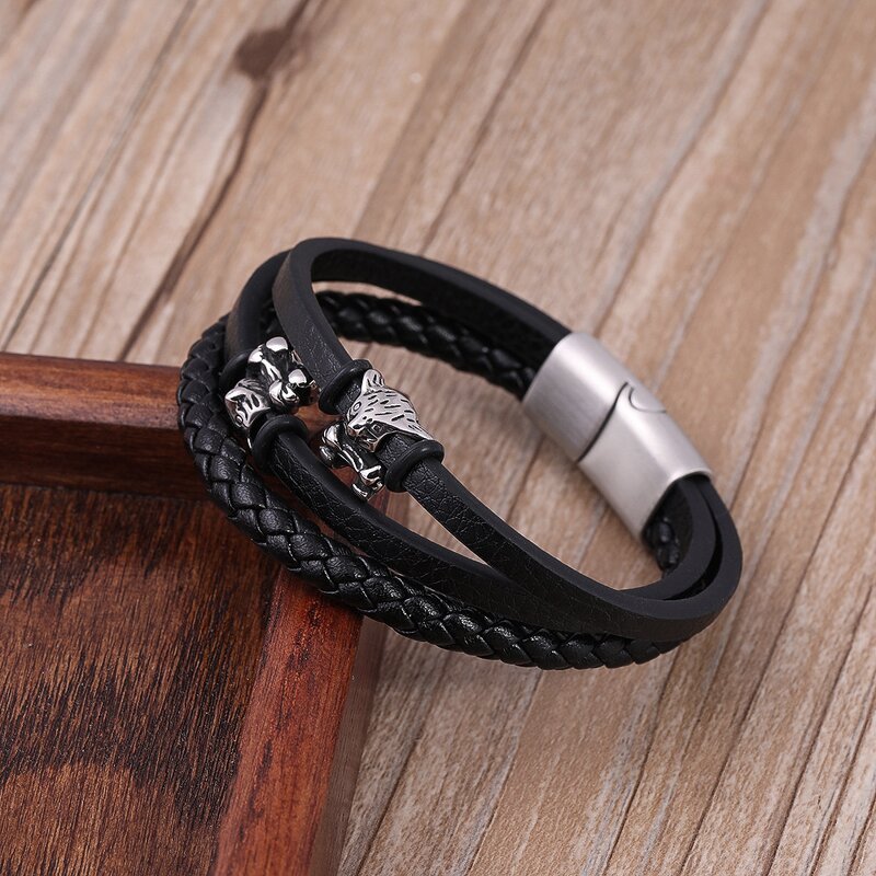 Leather Bracelet Manufacturer - Personalized Multi-layer Braided Unisex Stainless Steel
