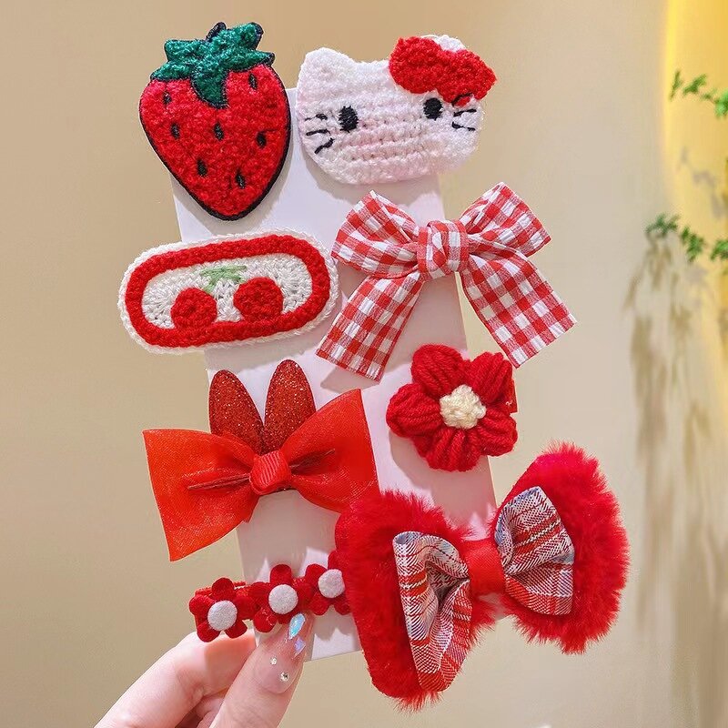 Hair Clips Set Manufacturer - 8Pcs Factory Price Kids Bowknot Hair Duckbill Clips