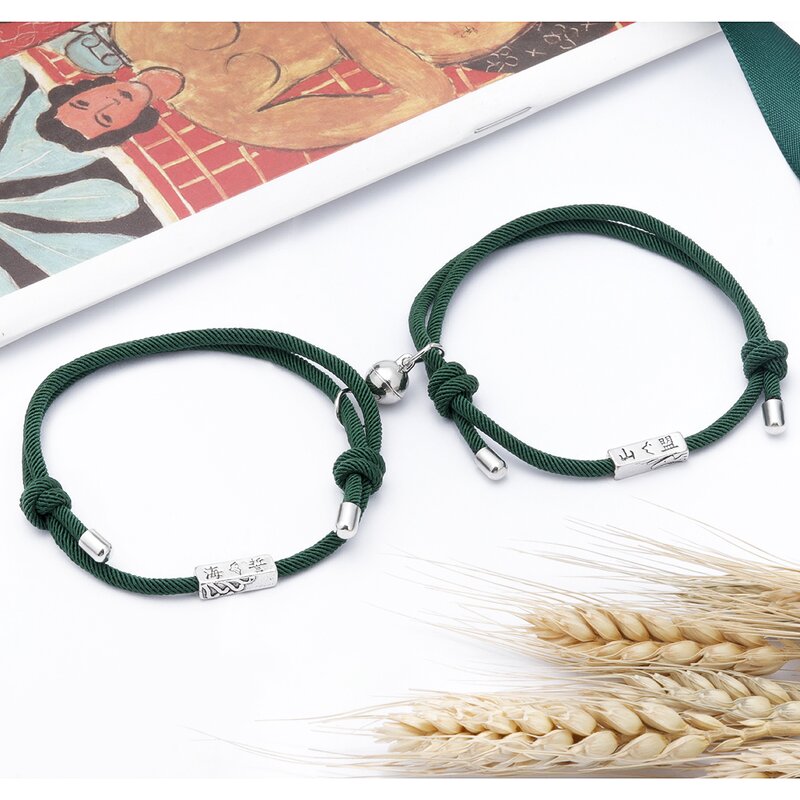 Couple Bracelet Manufacturer - Alloy Sun Moon Leather Hand-Woven Long Distance Gift