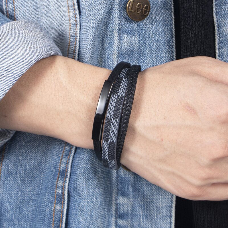 Leather Bracelets Manufacturer - Silver Multi-Strand Stainless Steel Magnetic Clasp