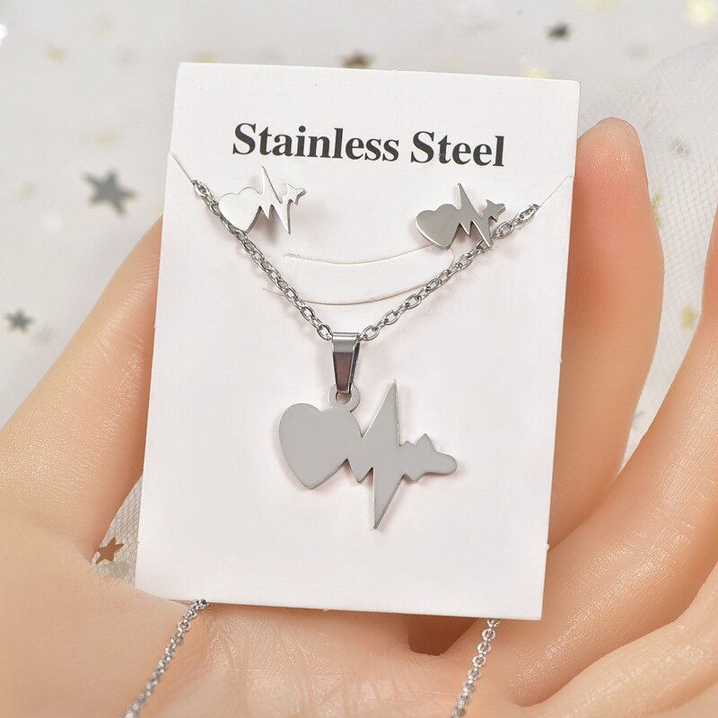 Jewelry Set Manufacturer - Waterproof Stainless Steel Heart Star Tree Necklace Earring