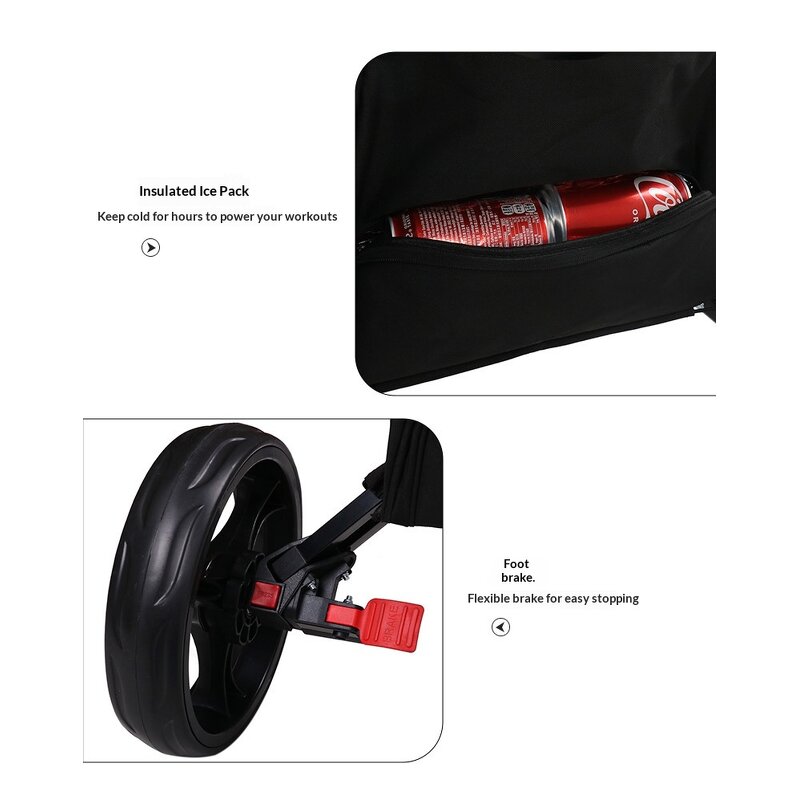 Golf Push Cart Manufacturer - 3-Wheel Foldable Manual Aluminium 60kg Load Capacity